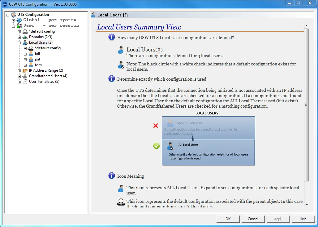 Local Users Summary View