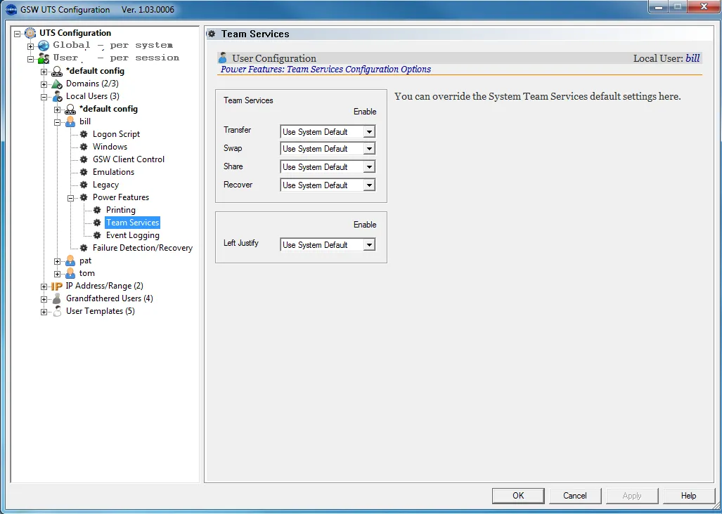 Local User - Power Features - Team Services