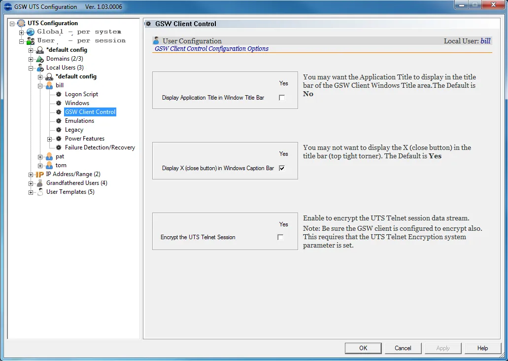 Local User - GSW Client Control